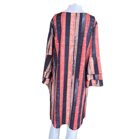 NWT's Womens Blue/Orange Striped Dress Layered Sleeves Sz. MD - Picture 8 of 8